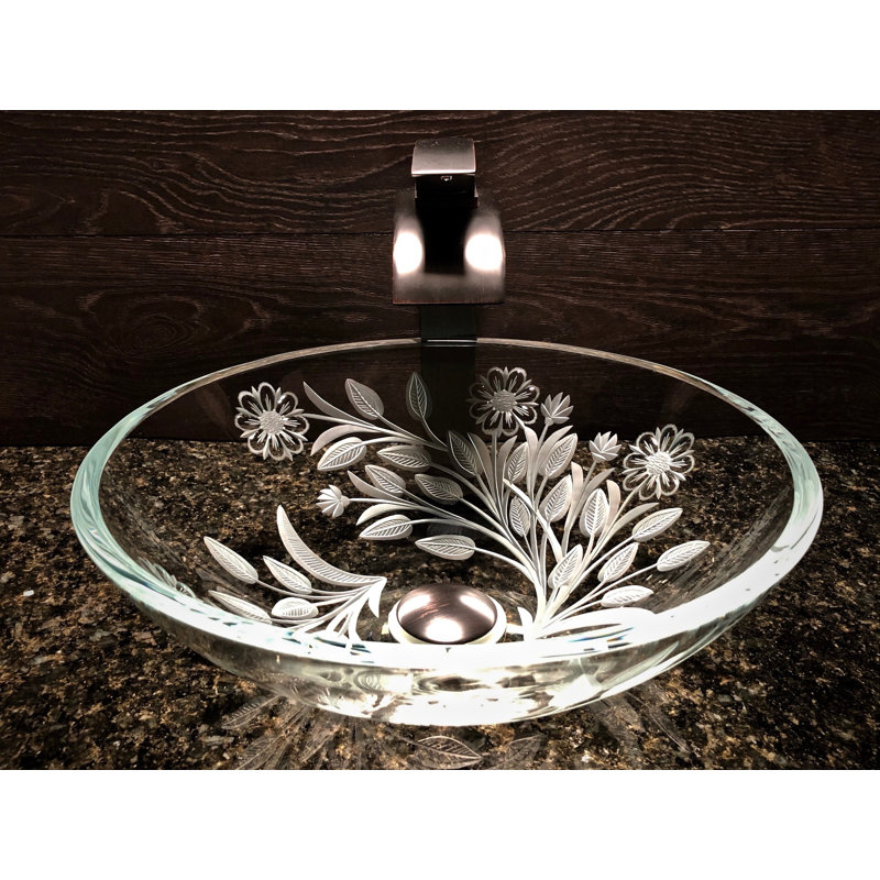 Elegant Glass Engraving Studio 16.5'' Clear Glass Circular Vessel